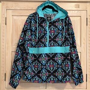 Outdoor Utility Windbreaker Pullover Hoodie Jacket Colorful Pattern Rain Jacket